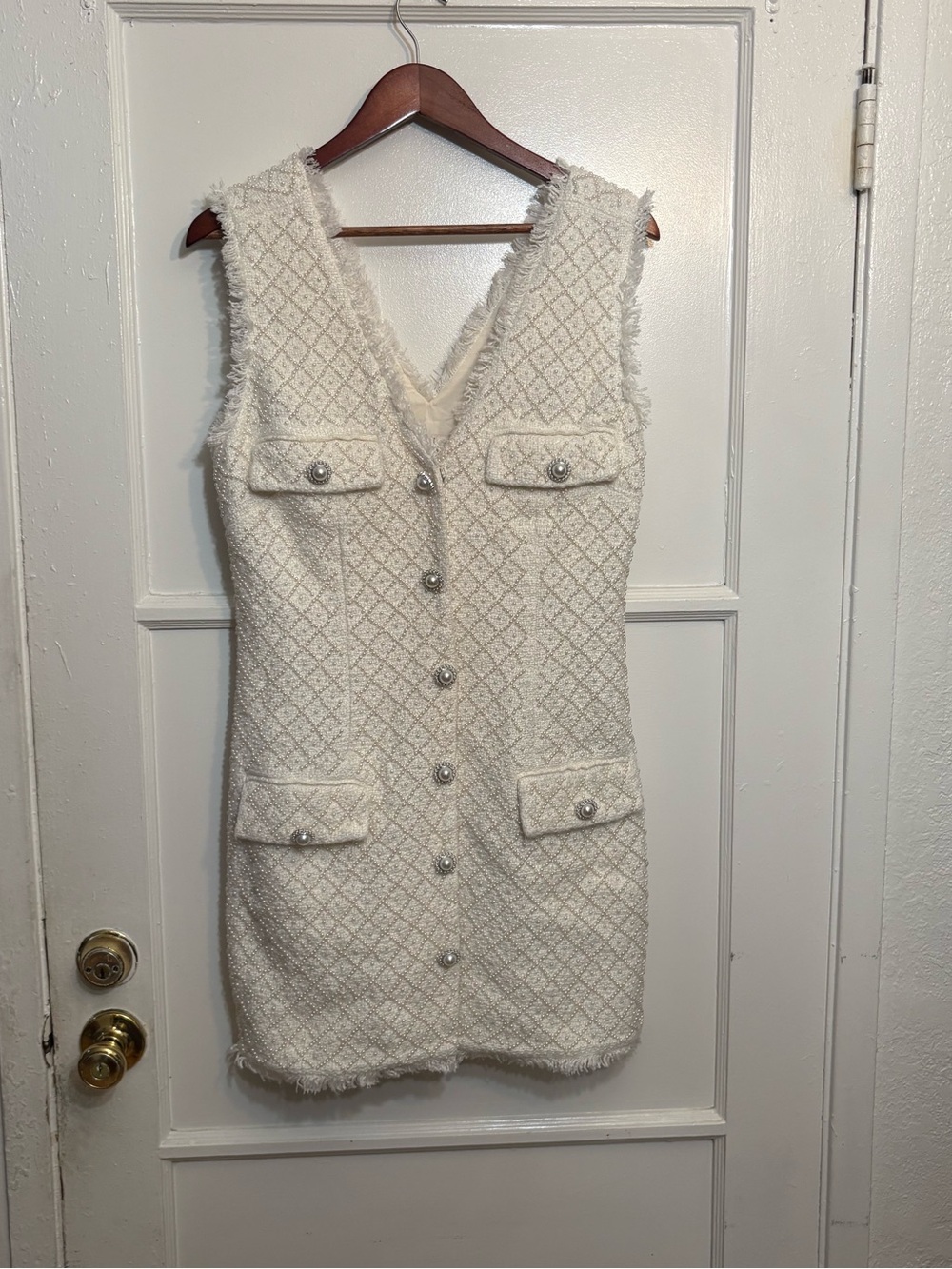 BHLDN Ella V-Neck Pearl Tweed Mini Dress - Picture 2 of 8